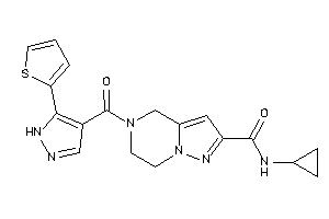 N-cyclopropyl-5-[5-(2-thienyl)-1H-pyrazole-4-carbonyl]-6,7-dihydro-4H-pyrazolo[1,5-a]pyrazine-2-carboxamide