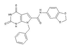 N-(1,3-benzodioxol-5-yl)-7-benzyl-2,4-diketo-1H-pyrrolo[2,3-d]pyrimidine-6-carboxamide