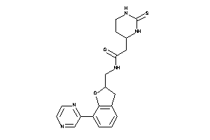 Image of N-[(7-pyrazin-2-ylcoumaran-2-yl)methyl]-2-(2-thioxohexahydropyrimidin-4-yl)acetamide