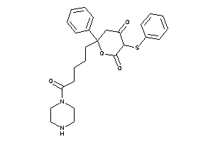 6-(5-keto-5-piperazino-pentyl)-6-phenyl-3-(phenylthio)tetrahydropyran-2,4-quinone