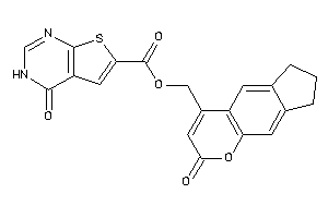 Image of 4-keto-3H-thieno[2,3-d]pyrimidine-6-carboxylic Acid (2-keto-7,8-dihydro-6H-cyclopenta[g]chromen-4-yl)methyl Ester