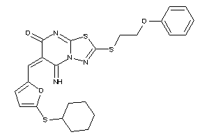 6-[[5-(cyclohexylthio)-2-furyl]methylene]-5-imino-2-(2-phenoxyethylthio)-[1,3,4]thiadiazolo[3,2-a]pyrimidin-7-one