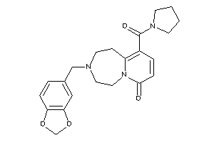 Image of 3-piperonyl-10-(pyrrolidine-1-carbonyl)-1,2,4,5-tetrahydropyrido[2,1-g][1,4]diazepin-7-one
