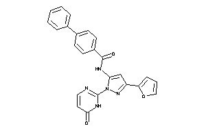 N-[5-(2-furyl)-2-(6-keto-1H-pyrimidin-2-yl)pyrazol-3-yl]-4-phenyl-benzamide