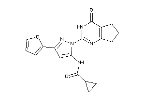 Image of N-[5-(2-furyl)-2-(4-keto-3,5,6,7-tetrahydrocyclopenta[d]pyrimidin-2-yl)pyrazol-3-yl]cyclopropanecarboxamide