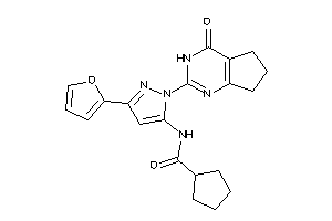 Image of N-[5-(2-furyl)-2-(4-keto-3,5,6,7-tetrahydrocyclopenta[d]pyrimidin-2-yl)pyrazol-3-yl]cyclopentanecarboxamide