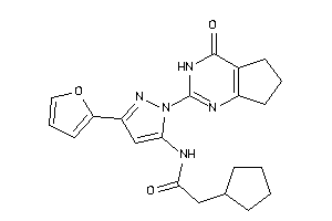 Image of 2-cyclopentyl-N-[5-(2-furyl)-2-(4-keto-3,5,6,7-tetrahydrocyclopenta[d]pyrimidin-2-yl)pyrazol-3-yl]acetamide