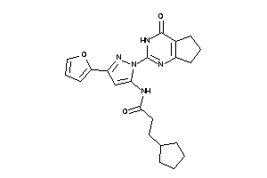 Image of 3-cyclopentyl-N-[5-(2-furyl)-2-(4-keto-3,5,6,7-tetrahydrocyclopenta[d]pyrimidin-2-yl)pyrazol-3-yl]propionamide