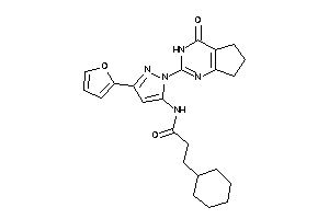 Image of 3-cyclohexyl-N-[5-(2-furyl)-2-(4-keto-3,5,6,7-tetrahydrocyclopenta[d]pyrimidin-2-yl)pyrazol-3-yl]propionamide