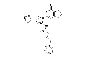 Image of 2-(benzylthio)-N-[5-(2-furyl)-2-(4-keto-3,5,6,7-tetrahydrocyclopenta[d]pyrimidin-2-yl)pyrazol-3-yl]acetamide