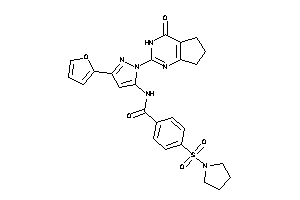 Image of N-[5-(2-furyl)-2-(4-keto-3,5,6,7-tetrahydrocyclopenta[d]pyrimidin-2-yl)pyrazol-3-yl]-4-pyrrolidinosulfonyl-benzamide