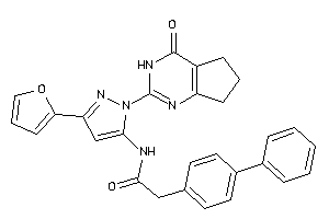 N-[5-(2-furyl)-2-(4-keto-3,5,6,7-tetrahydrocyclopenta[d]pyrimidin-2-yl)pyrazol-3-yl]-2-(4-phenylphenyl)acetamide