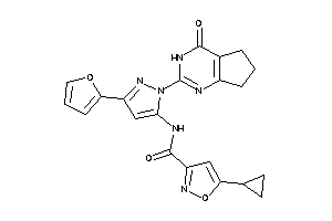 Image of 5-cyclopropyl-N-[5-(2-furyl)-2-(4-keto-3,5,6,7-tetrahydrocyclopenta[d]pyrimidin-2-yl)pyrazol-3-yl]isoxazole-3-carboxamide