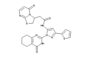Image of N-[5-(2-furyl)-2-(4-keto-5,6,7,8-tetrahydro-3H-quinazolin-2-yl)pyrazol-3-yl]-2-(5-keto-2,3-dihydrothiazolo[3,2-a]pyrimidin-3-yl)acetamide