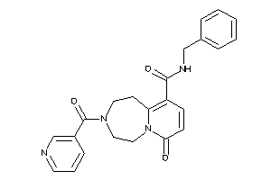 Image of N-benzyl-7-keto-3-nicotinoyl-1,2,4,5-tetrahydropyrido[2,1-g][1,4]diazepine-10-carboxamide
