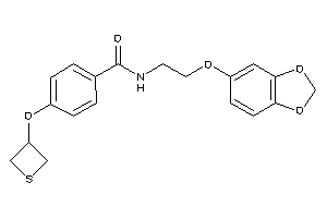 Image of N-[2-(1,3-benzodioxol-5-yloxy)ethyl]-4-(thietan-3-yloxy)benzamide