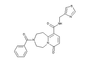 Image of 3-benzoyl-7-keto-N-(thiazol-4-ylmethyl)-1,2,4,5-tetrahydropyrido[2,1-g][1,4]diazepine-10-carboxamide