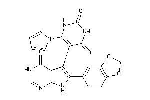 Image of 5-[6-(1,3-benzodioxol-5-yl)-4-keto-3,7-dihydropyrrolo[2,3-d]pyrimidin-5-yl]-6-pyrrol-1-yl-uracil