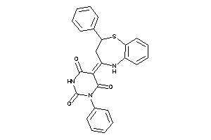 Image of 1-phenyl-5-(2-phenyl-3,5-dihydro-2H-1,5-benzothiazepin-4-ylidene)barbituric Acid