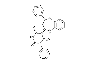 Image of 1-phenyl-5-[2-(3-pyridyl)-3,5-dihydro-2H-1,5-benzothiazepin-4-ylidene]barbituric Acid