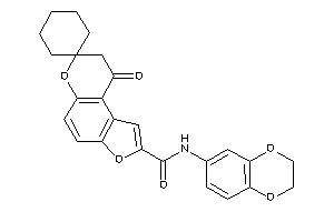 Image of N-(2,3-dihydro-1,4-benzodioxin-6-yl)-9-keto-spiro[8H-furo[3,2-f]chromene-7,1'-cyclohexane]-2-carboxamide