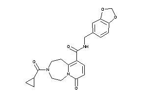Image of 3-(cyclopropanecarbonyl)-7-keto-N-piperonyl-1,2,4,5-tetrahydropyrido[2,1-g][1,4]diazepine-10-carboxamide