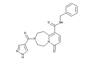Image of N-benzyl-7-keto-3-(1H-pyrazole-4-carbonyl)-1,2,4,5-tetrahydropyrido[2,1-g][1,4]diazepine-10-carboxamide