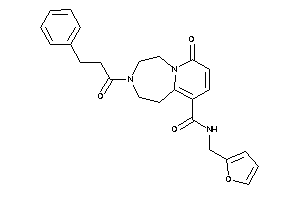 Image of N-(2-furfuryl)-3-hydrocinnamoyl-7-keto-1,2,4,5-tetrahydropyrido[2,1-g][1,4]diazepine-10-carboxamide