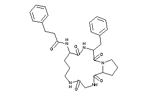 N-(3-benzyl-2,5,11,14-tetraketo-1,4,10,13-tetrazabicyclo[13.3.0]octadecan-6-yl)-3-phenyl-propionamide