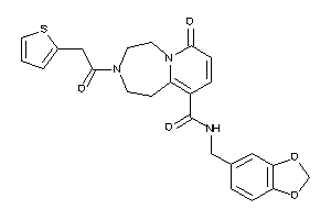 Image of 7-keto-N-piperonyl-3-[2-(2-thienyl)acetyl]-1,2,4,5-tetrahydropyrido[2,1-g][1,4]diazepine-10-carboxamide