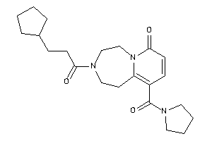 Image of 3-(3-cyclopentylpropanoyl)-10-(pyrrolidine-1-carbonyl)-1,2,4,5-tetrahydropyrido[2,1-g][1,4]diazepin-7-one