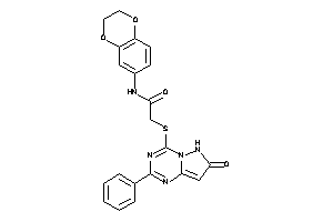 Image of N-(2,3-dihydro-1,4-benzodioxin-6-yl)-2-[(7-keto-2-phenyl-6H-pyrazolo[1,5-a][1,3,5]triazin-4-yl)thio]acetamide