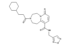 Image of 3-(3-cyclohexylpropanoyl)-N-(furazan-3-ylmethyl)-7-keto-1,2,4,5-tetrahydropyrido[2,1-g][1,4]diazepine-10-carboxamide