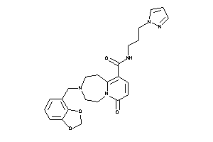 Image of 3-(1,3-benzodioxol-4-ylmethyl)-7-keto-N-(3-pyrazol-1-ylpropyl)-1,2,4,5-tetrahydropyrido[2,1-g][1,4]diazepine-10-carboxamide