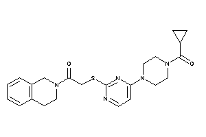 Image of 2-[[4-[4-(cyclopropanecarbonyl)piperazino]pyrimidin-2-yl]thio]-1-(3,4-dihydro-1H-isoquinolin-2-yl)ethanone
